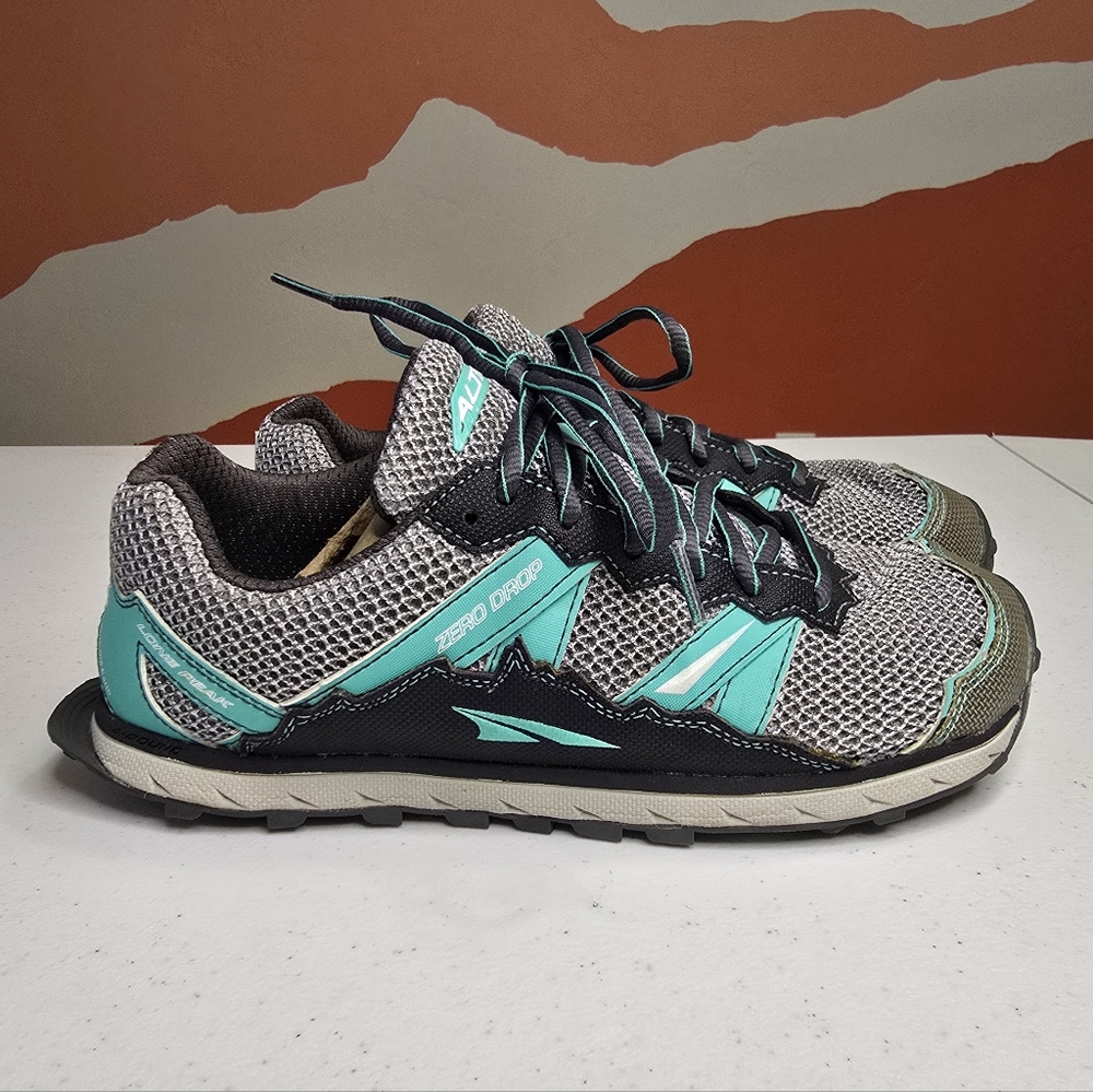 Altra Lone Peak 3.5 Trail Running Shoes Gray Teal Women's 7‎ Activewear - Picture 2 of 9